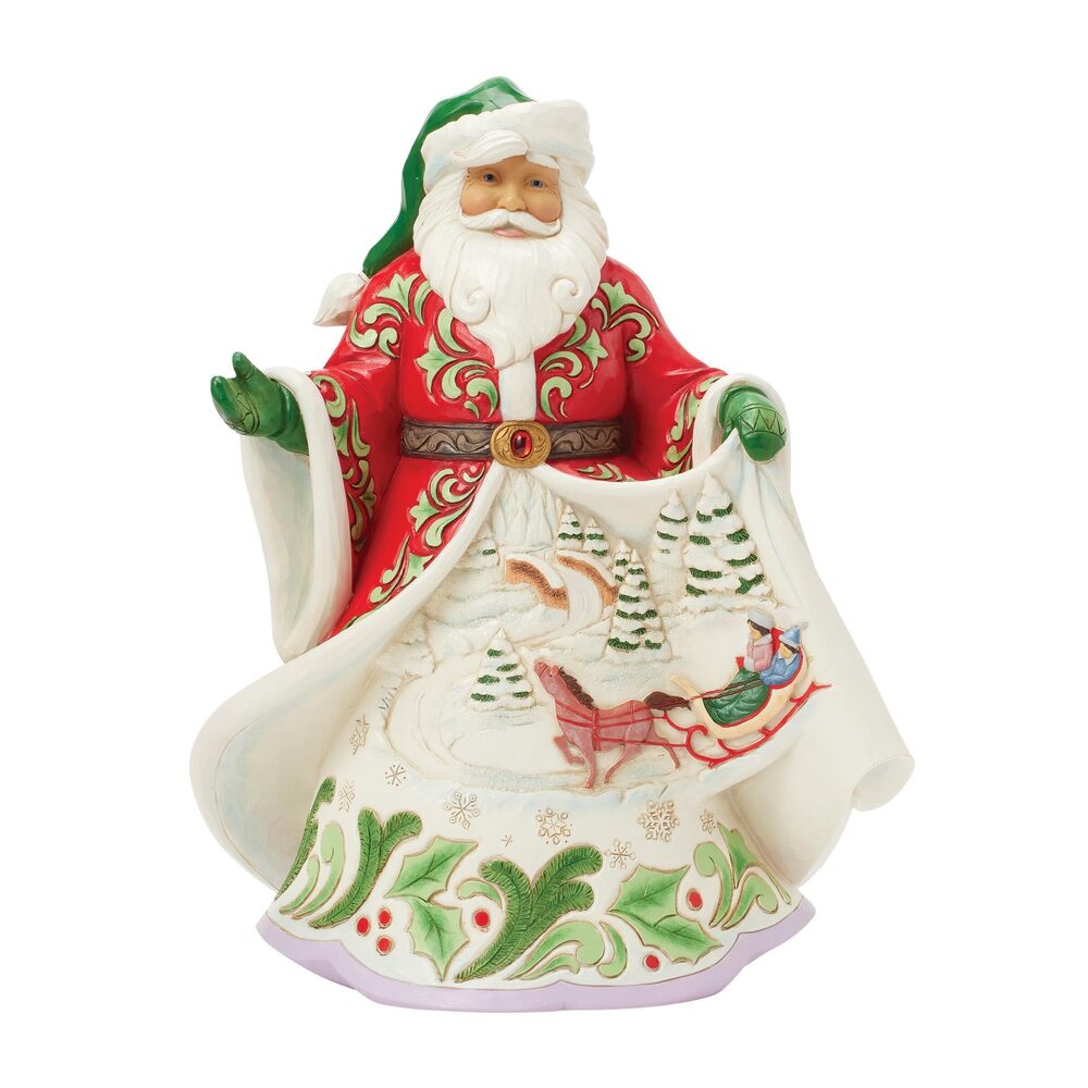3875 Jim Shore Heartwood Creek Santa with Winter Sleigh Ride Scene Musical